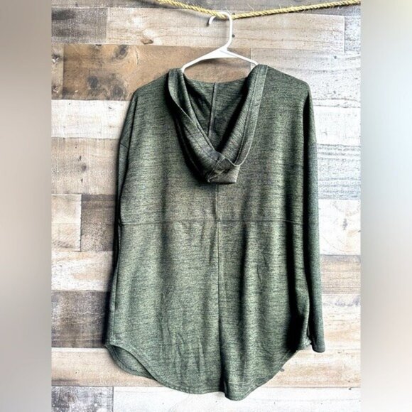 Mudd Olive Green Open Front Cardigan with Pockets & Hood Womens Size S - Picture 3 of 3